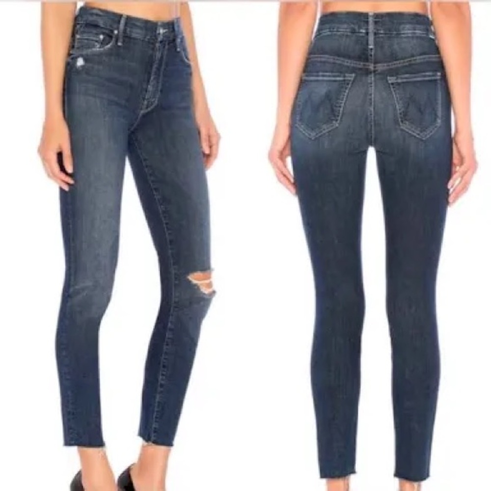 MOTHER High Waisted the Looker Ankle Fray